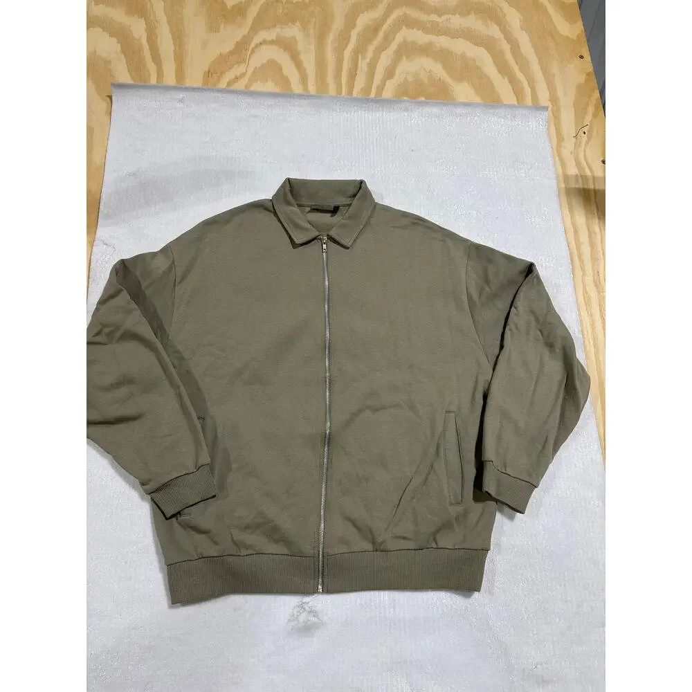 ASOS DESIGN Olive Green Zip Jacket Minimalist Utility Bomber‎ Mens L Normcore
